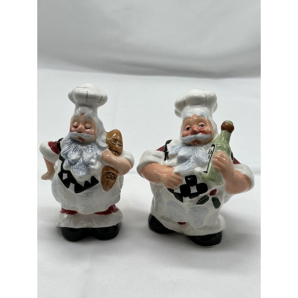 Santa Clause chef salt and pepper shakers/ hand made by WCL